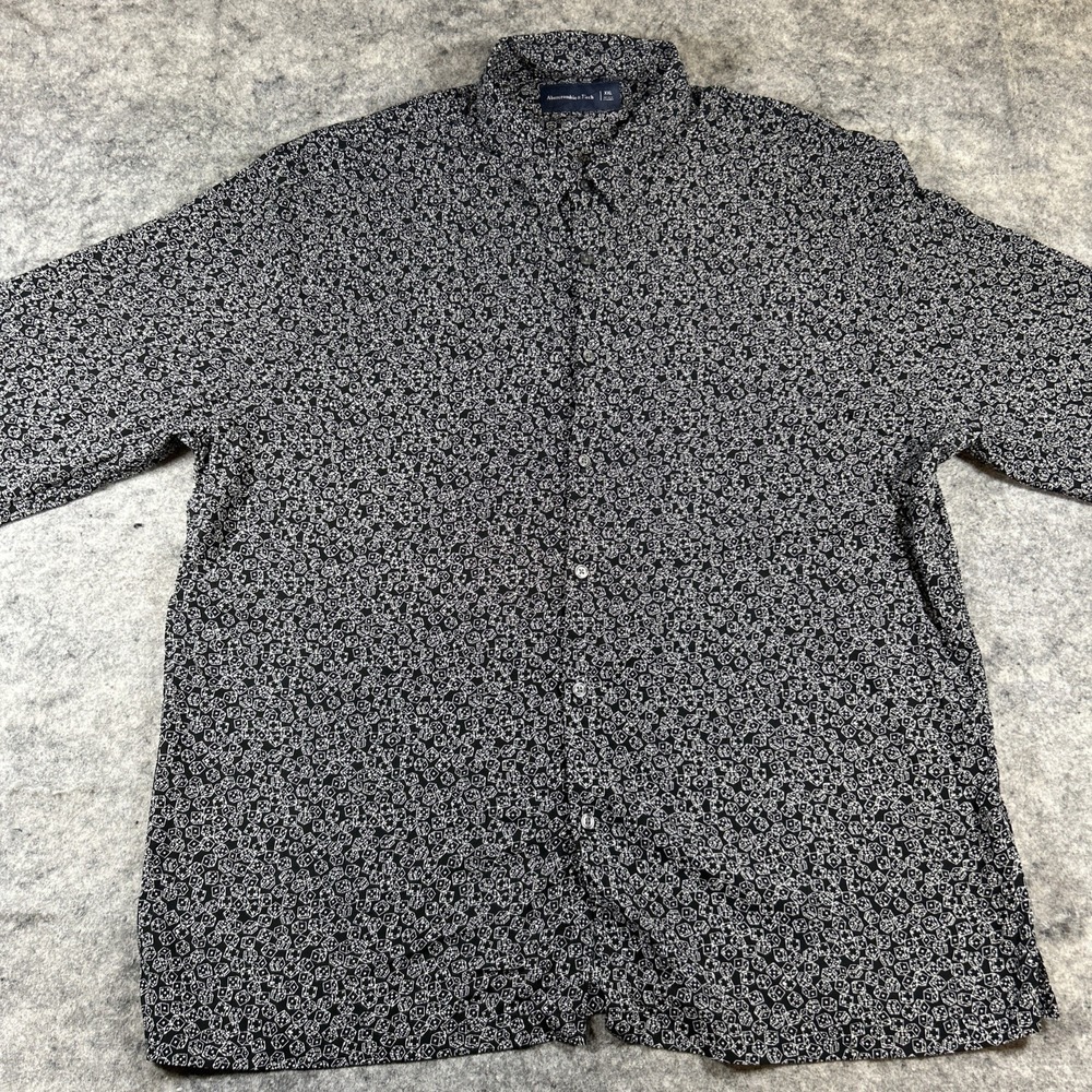 Abercrombie & Fitch Button Down Men's XXL‎ Black Dice Print Novelty Casino